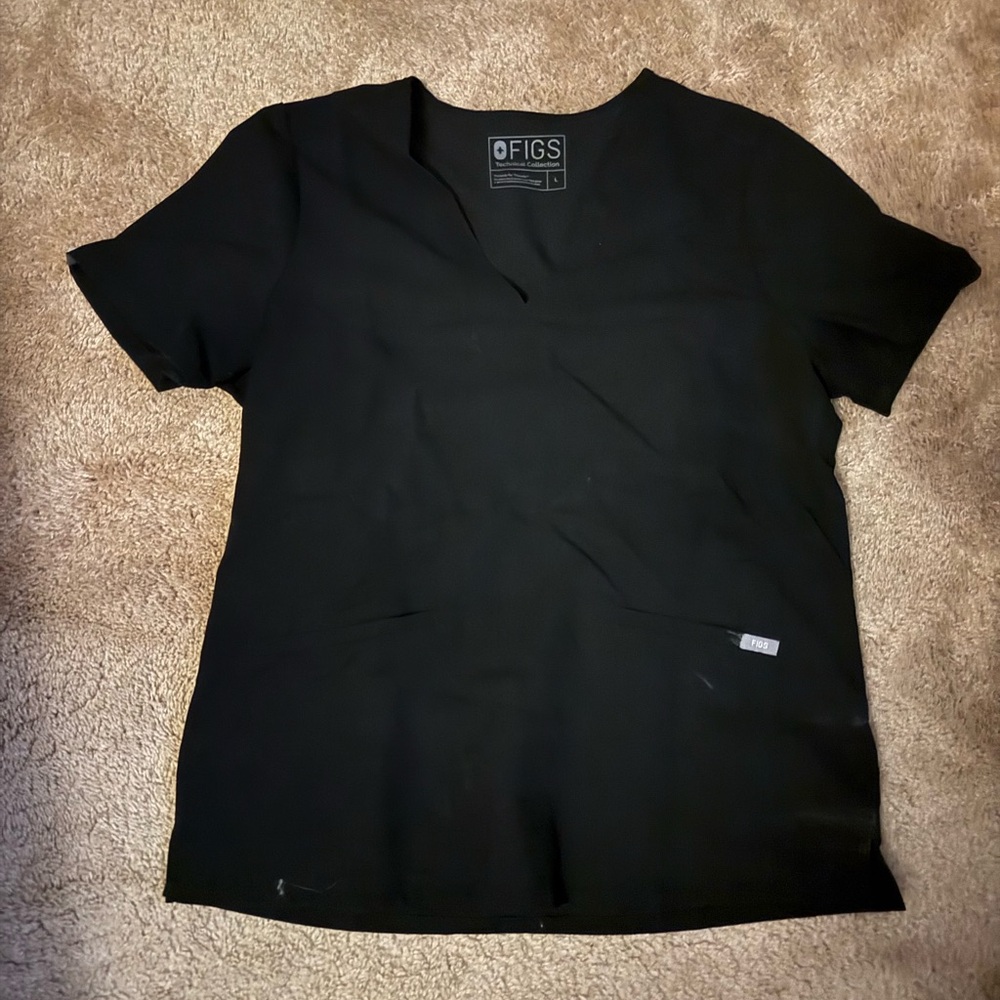 Figs Women's Classic Black Short Sleeve Top Casma
